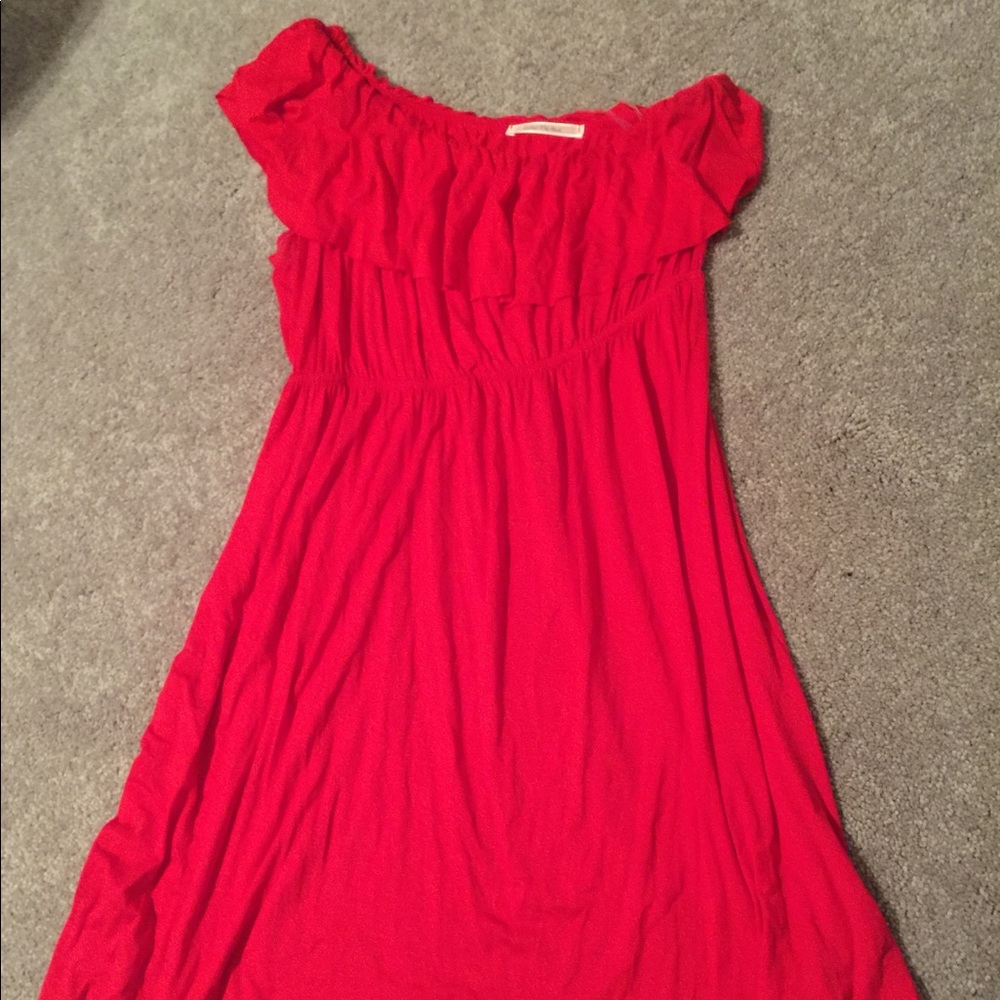 One shoulder red summer dress